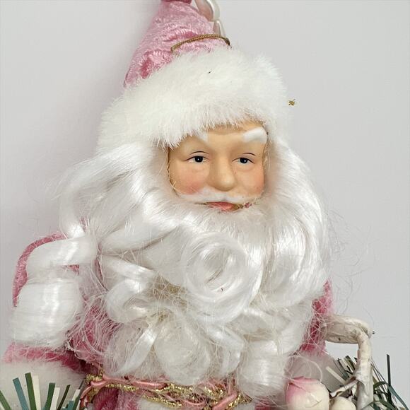 NWT Holiday Home Accents 11" Santa Claus Pink Velvet Suit Christmas Decoration - Picture 3 of 5